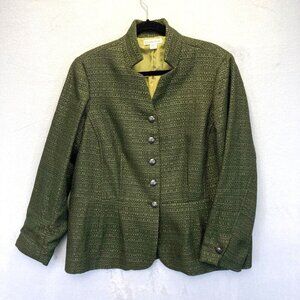 Coldwater Creek Green Tweed Blazer Jacket‎ Womens 18 Academia Holiday Christmas